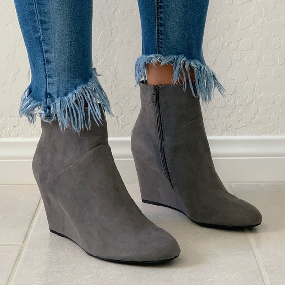 Urban Outfitters Shoes - Smoked Grey Pointy Toe Wedge Ankle Bootie